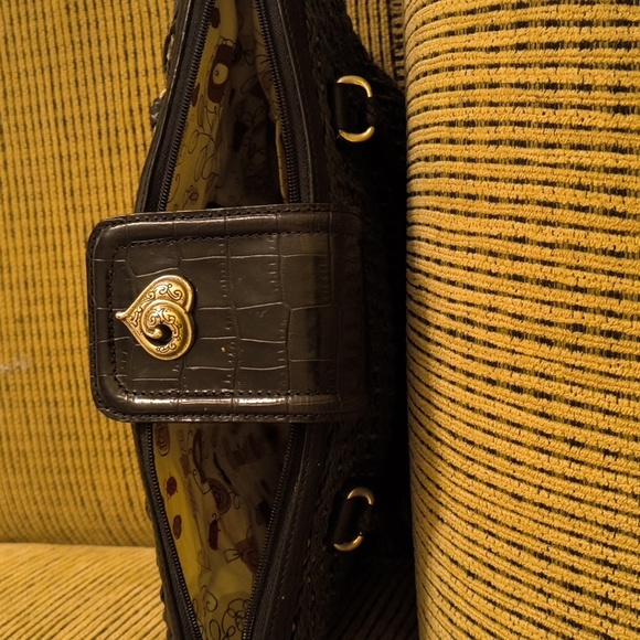 BRIGHTON Raffia Jute Woven Shoulder Bag Purse Handbag Satchel/Brn Leather - Picture 6 of 7